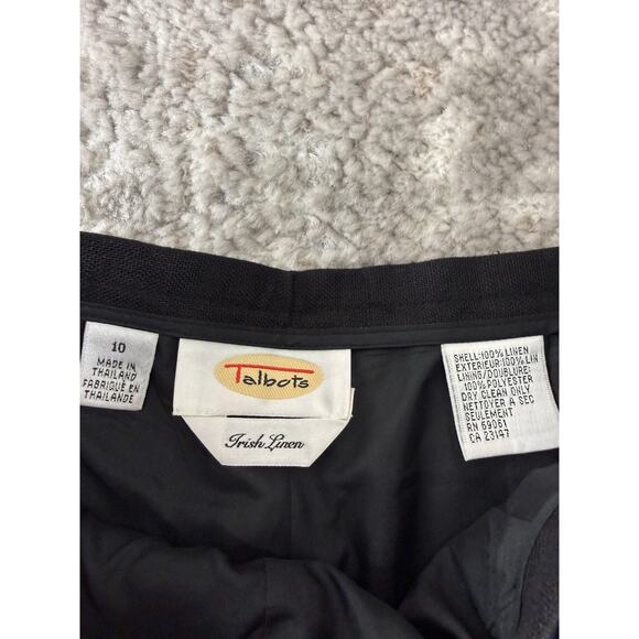 NEW Talbots Size 10 Irish Linen Flat Front Straight Leg Pants Black Zip NWT - Picture 8 of 10
